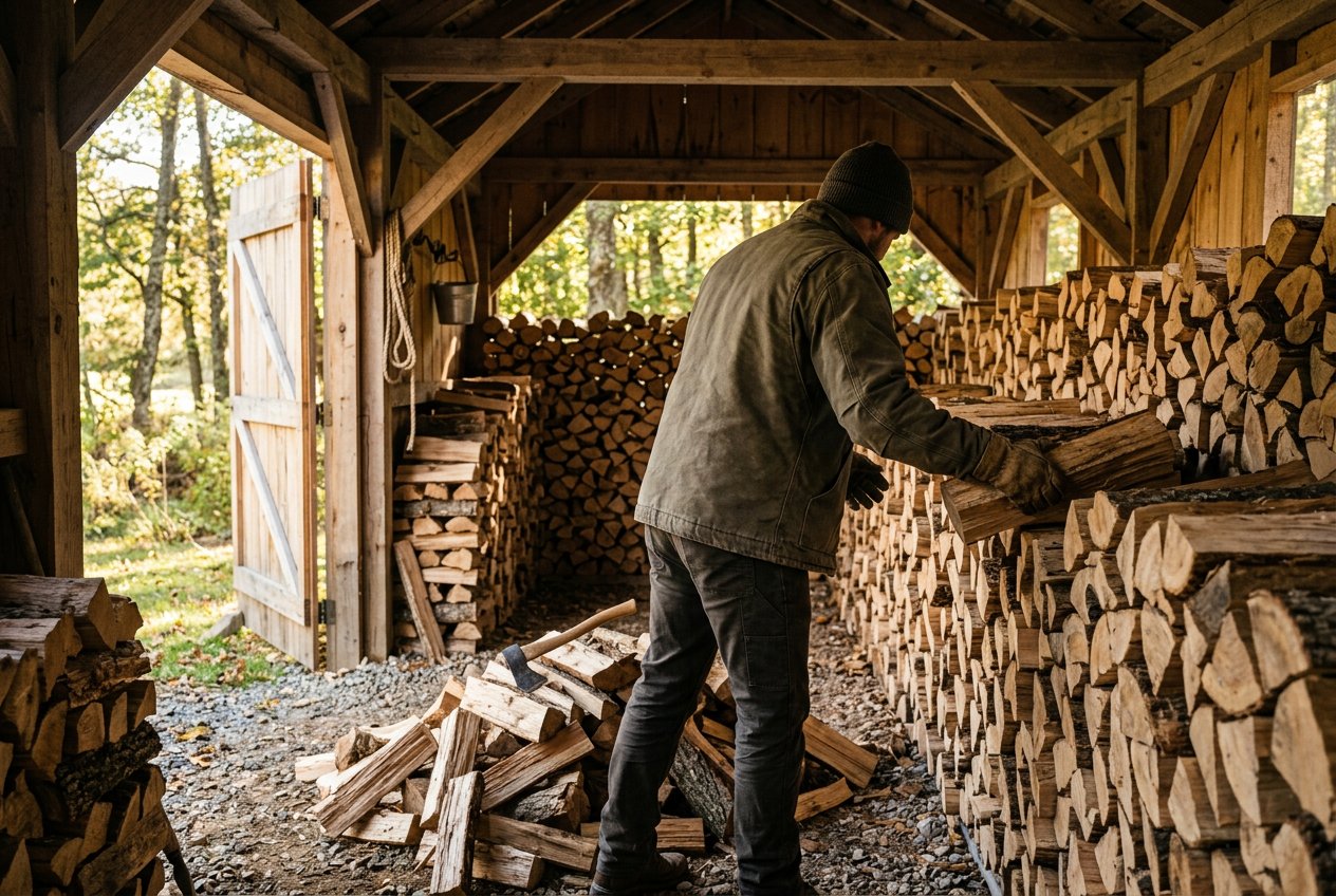 Сборка круговой поленницы в Пятигорске, район ул. Лесная, 29
